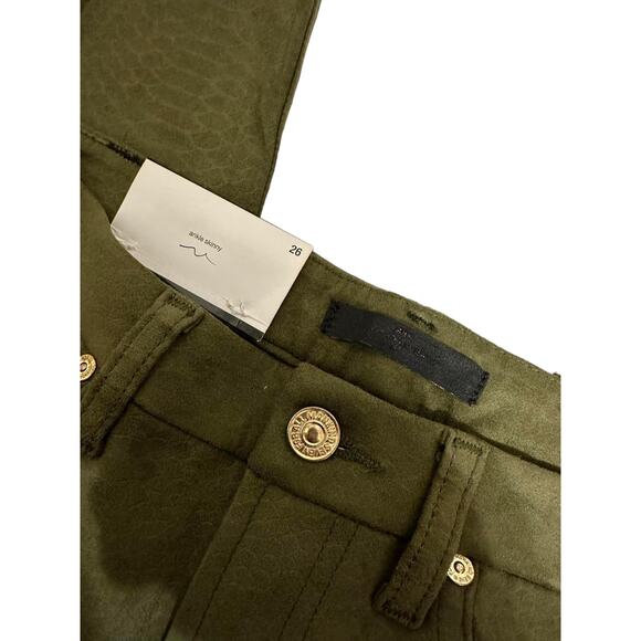 7 For All Mankind Womens Olive The Ankle Gwenevere Skinny Snake Pants Size 26 - Picture 4 of 7
